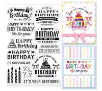 PH PandaHall Happy Birthday Pattern Clear Stamps, Transparent Rubber Stamps Words Candles Banner for DIY Scrapbooking Stamps Birthday Card Making Decoration Paper Photo Card Album Crafting
