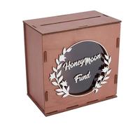 PH PandaHall Honeymoon Fund Box Wooden Wedding Card Box Rustic Shadow Boxes Newlyweds Fund Case Wedding Money Box for Bridal Showers Reception Travel Party Graduations Birthdays Gift, 25x15cm