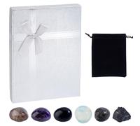 PH PandaHall House Protection Crystal Set 6pcs Opalite Labradorite Amethyst Obsidian Lepidolite Protection Gemstone Stones with Velvet Pouches and Cards for Housewarming Family New Home Blessing Gift
