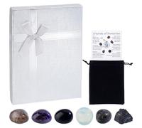 PH PandaHall House Protection Crystal Set 6pcs Opalite Labradorite Amethyst Obsidian Lepidolite Protection Gemstone Stones with Velvet Pouches and Cards for Housewarming Family New Home Blessing Gift