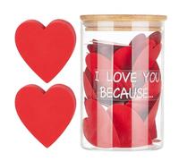 PH PandaHall I Love You Because Jar, Notes Jar Reasons Why I Love You Jars with 100pcs Red Heart Shape Note Memory Jars for Wife Husband Girlfriend Boyfriend Romantic Personalized Gift
