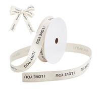 PH PandaHall I Love You Ribbon Trim 9.1mx16mm Wedding Ribbon Word Pattern Tape Letters Phrase Herringbone Twill Tape for Gift Wrapping Floral Arrangements Party Sewing Decoration