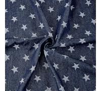 PH PandaHall Jacquard Stars Denim Fabric, 1.8x1M Star Print Denim Fabric Blue Sewing Material DIY Clothing Fabrics for DIY Crafting Bag Jackets Cushion Sewing Clothing Project, 0.8mm Thick
