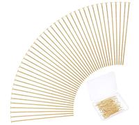 PH PandaHall Jewelry Pins 304 Stainless Steel, 100pcs 35mm/1.3" 24K Gold Plated Flat Head Pins 23 Guage/0.6mm Beading Pin Bendable Wire Pin for Earring Pendant Bracelet Necklace Jewelry DIY Craft