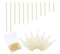 PH PandaHall Jewelry Pins 304 Stainless Steel, 210pcs 6 Styles 24K Gold Plated Beading Pin 23 Guage Flat Head Pins for Earring Pendant Bracelet Necklace Jewelry DIY Craft, 0.6/0.8/1.1/1.3/1.5/1.9"
