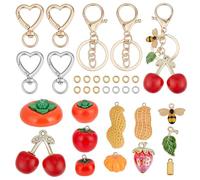 PH PandaHall Keychain Making Kit, Resin Metal Fruit Key Chain Kit Peanut Persimmon Charm DIY Bag Charms Kits Keychain Maker for DIY Jewellery Backpack Bag Charms Crafting Handmade Gift