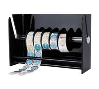 PH PandaHall Large Label Dispenser for Rolls of Sticker Labels 12.6x9x5.5 inch Black Acrylic Sticker Roll Holder Organizer Adjustable Label Dispenser for Office Warehouse Retail Organization