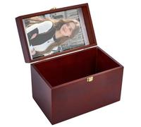 PH PandaHall Large Wooden Memory Keepsake Box, Pine Wood Storage Box with Photo Frame and Heart Flower Lids Decorative Treasure Memory Trunk for Wedding Funeral Gift Home Decor, 30x18x21.8cm