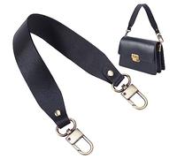 PH PandaHall Leather Purse Strap, 14.5 Inch Short Bag Handle, Black, Genuine Cowhide, Wide Strap, Antique Bronze Swivel Buckles, 1PC, Bag Handle Replacement