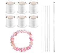 PH PandaHall Lei Needle Kit 35.5cm Long Sewing Needles with 240m White Nylon String 4pcs Large Beading Needle 1pcs Needle Storage Tube for DIY Garland Hawaiian Flowers Bead Stitch Craft