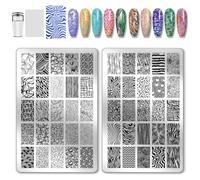 PH PandaHall Line Texture Nail Stamping Plates 50 Patterns Wave Lines Nail Art Stamping Leaves Plants Nails Design Stencils Streamline Nails Image Plates for Women Manicures Salon Design