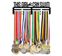 PH PandaHall Medal Holder Display Swimming Girl Medal Hanger Award Ribbon Hanger 3 Lines Trophy Shelf Awards Ribbon Cheer Gymnastics Sport Award Rack Wall Mount Iron Frame for Over 50 Medals