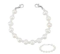 PH PandaHall Medical Alert Bracelet for Women, 8mm Natural Cultured Freshwater Pearl Bracelet 15cm Interchangeable Replacement Medical ID Bracelets Band(ID Tag Not Included)