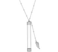 PH PandaHall Memorial Keepsake Jewellery 304 Stainless Steel Urn Necklace for Ashes with Clear Glass Tube Pendant Wing Charm Cremation Necklace for Pet Ashes, Funeral Memorial Day Gift