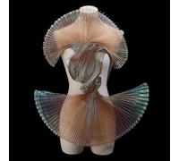 PH PandaHall Mermaids Pleated Fabric Gradient Pleated Organza Gauze Cloth Orange Decorative Ruffled Fabrics Polyester Ruffled Fabric Trim for DIY Sewing Summer Craft Garment Accessory, 2x1.5m