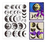 PH PandaHall Moon Phase Clear Stamp Lunar Silicone Stamp Star Rubber Stamp Moonligth Transparent Stamp Leaf Seal Stamp for Card Making Journaling DIY Scrapbooking Notebook Decor 16x11cm