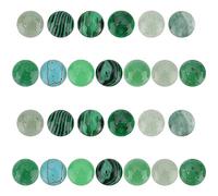 PH PandaHall Natural Gemstone Cabochons, 26pcs 13 Styles Semi-precious St. Patrick Flatback Stones 10mm Round Dome Green Jade Agate Undrilled Stone Bead for Earring Necklace Bracelet Making, 4mm Thick