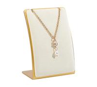 PH PandaHall Necklace Display Stand Holder, Velvet Jewellery Display 7x5x10.4cm Stainless Steel Small Earring Holder Organizer for Vendor Boutique Home Exhibition, Beige and Golden