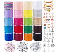 PH PandaHall Nylon String for Bracelets, 20 Rolls Chinese Knotting Cord Friendship Bracelet Making Kit 1mm Nylon Beading Thread for Jewellery Craft Necklace Macrame Wind Chime Kumihimo