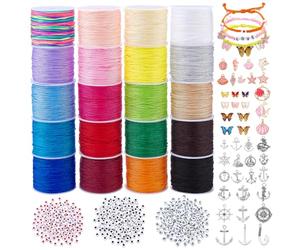 PH PandaHall Nylon String for Bracelets, 20 Rolls Chinese Knotting Cord Friendship Bracelet Making Kit 1mm Nylon Beading Thread for Jewellery Craft Necklace Macrame Wind Chime Kumihimo