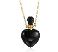 PH PandaHall Obsidian Perfume Bottle Pendant Necklaces Heart Stone Necklace Love Shape Essential Oil Diffuser Vial with Golden Chain Black Natural Genstone Charm Women Jewelry