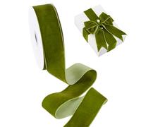 PH PandaHall Olive Green Velvet Ribbon 10 Yards 1-1/2 inch Single Face Soft Satin for Gift Wrapping St Patrick's Day Party Decoration