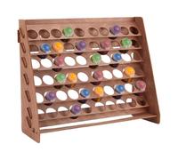 PH PandaHall Paint Rack Organizer for 60 Bottles, Wood Stand Holder for Pigments, Inks Storage Rack - Miniature Set With 3.3cm Holes, Coconut Brown
