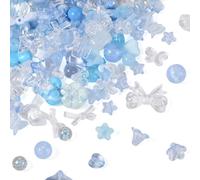 PH PandaHall Pandahall 100g Acrylic Beads Assorted Bows Flower Butterfly Heart Star Bear Round Loose Spacer Beads Charms for Bracelet Necklace Jewelry Making Light Sky Blue