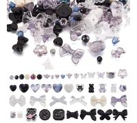 PH PandaHall Pandahall 100g Acrylic Beads Assorted Bows Flower Butterfly Heart Star Bear Round Loose Spacer Beads Charms for Bracelet Necklace Jewelry Making Black