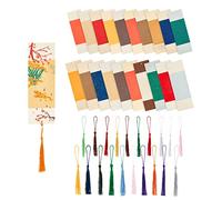 PH PandaHall Paper Calligraphy Bookmark, 20pcs 8.2x2.7 7x2.3 Inch Rectangle Blank Waxed Xuan Paper Cardstock Art Bookmarks with 20pcs Colorful Tassel for Painting Drawing DIY Craft Projects Gift Tags