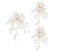 PH PandaHall Pearl Flower Brooch Earring Set White Faux Pearls Retro Floral Earring Gold Beaded Pearl Flower Brooch Pin Statement Costume Pin for Bride Bridesmaid Wedding Decoration Valentine's Day