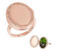 PH PandaHall Photo Locket Rings for Women Rose Gold Photo Frame Ring Empty Photos Insert Ring Adjustable Memory Blank Surrounded by Rhinestone for Wedding Anniversary Birthday, 18.5x13.5mm