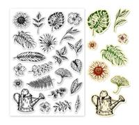 PH PandaHall Plants Stamp Sets, Leaf Clear Seal Stamps Silicone Transparent Seals Rubber Stamp for DIY Spring Scrapbooking, Photo Album Decorative, Cards Making, Stamp Sheets, 5.83x8.27 Inch/14.8x21cm