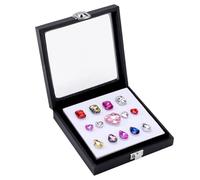 PH PandaHall PU Leather Display Case, 5.2x5.2x1.2 inch Display Boxes Jewellery Box Show Case Square Storage Box Holder with Clear Glass Top Lid Foam for Earrings Bracelets Necklaces Gems