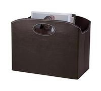 PH PandaHall PU Leather Magazine Holder Floor Foldable Magazine Holder Document File Storage Rack Book Organizer Basket for Office Document Home Living Room Table, Coconut Brown, 34.8x18.8x26.8cm