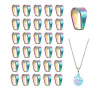 PH PandaHall Rainbow Pinch Clip Bails, 50pcs 10x6mm Pendant Connector 304 Stainless Steel Snap On Bails Hook Pendant Clasps for Necklace Jewelry DIY Craft Making
