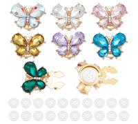 PH PandaHall Rhinestone Button Covers, 7 Sets Blouses Butterfly Button Covers 20pcs 12mm Sewing Buttons Rhinestone Cufflinks Replacement Buttons for DIY Crafting Blouses Clothing Sewing Decoration