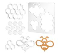 PH PandaHall Router Template for Woodworking, Honeycomb Router Jig Template Clear Acrylic Bee Inlay Templates 3 in 1 Craft Templates Router Stencils for Wooden Projects Handmade Crafts Making
