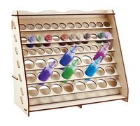 PH PandaHall Rustic Wood Paint Bottle Storage Rack with 60 Holes, 6 Tier Craft Paint Display Stand, Wall Mounted, Natural