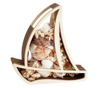 PH PandaHall Seashell Display Box, Sailboat Shape Shell Display Case | Wooden Seashell Shadow Box with Acrylic Window Sea Glass Storage for Coastal Bedroom Beach Home Decoration, 2x6.9x7.1 Inch