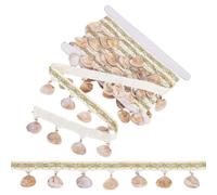 PH PandaHall Shell Fringe Trim 5cm Wide Scallop Beaded Trim Braid Lace Ribbons Boho Tassel Ribbon Sewing Trimming for Lampshade Curtain Clothing Summer DIY Craft Home Decor, 2.9m