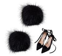 PH PandaHall Shoe Clips 2pcs Fur Pom Shoe Decoration Charms 6.5cm Black Removable Shoes Buckle Clips Plush Balls Shoes Charms for High Heels Boots Hat Flats Clothing Handbag