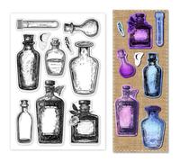 PH PandaHall Silicone Clear Stamps Vintage Bottle Clear Stamp for Crafting Transparent Silicone Stamps for Card Making DIY Scrapbooking Photo Album Decorative 4.3x6.3Inches