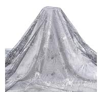 PH PandaHall Spider Web Pattern Tulle Fabric, Silver Double-Sided Foil Fabric 1.2m Wide Mesh Lace Fabrics Halloween Decoration Fabrics for DIY Garment Halloween Decor, 2m