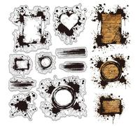 PH PandaHall Splash Mark Clear Stamps Set 9pcs Graffiti Art Style Rubber Stamp Silicone Clear Stamps Reusable Transparent Stamps for Scrapbooking Journaling Card Making Album Photo Decoration