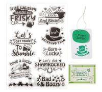 PH PandaHall St. Patrick's Day Clear Stamps Irish Silicone Stamps Shamrock Transparent Stamp Lucky Rubber Stamp for Card Making Spring Journaling Photo Album Journal Scrapbooking, 11x16cm