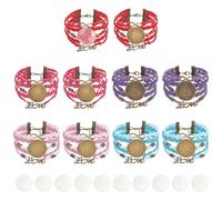 PH PandaHall Sublimation Blank Bracelet Kits, Heat Transfer Bracelet 10pcs 5 Colors Multi-strand Bracelet with 25mm Aluminum Cabochons for Bracelet Making