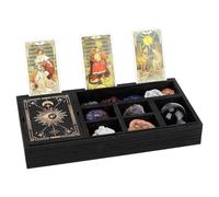PH PandaHall Tarot Card Holder Stand Display, Wiccan Altar Desk Box Wooden Tarot Card Storage Crystal Holder Tray for Witchy Decor Altar Supplies Meditation Table Ritual Tools Desk Organizer