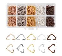 PH PandaHall Triangle Open Jump Rings, 1600pcs 5 Colors Iron Pinch Bails Pendant Hanger Connectors Bulk for Earring Bracelet Keychain Charms Resin Ornaments, 9.5x6mm