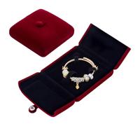 PH PandaHall Velvet Gift Box Bracelet Box Double Open Bracelet Gift Box Bangle Case Travel Jewellery Case for Bracelet Display Wedding Anniversary Valentine's Day 3.9x3.9x1.8 Inch, Dark Red